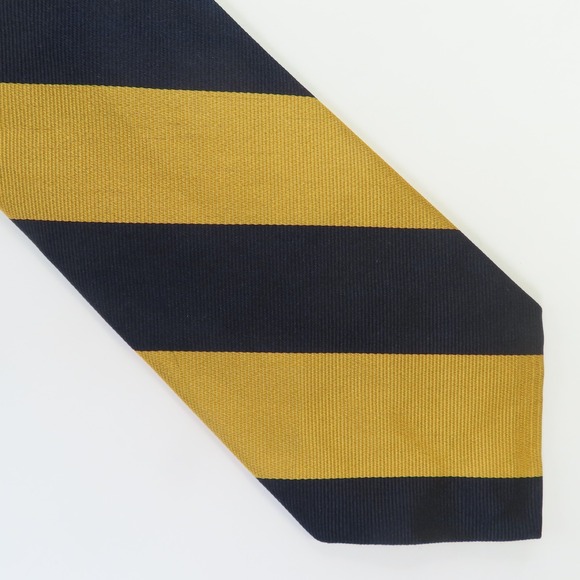 Brooks Brothers Makers Tie Mens Blue Yellow Striped Repp 3.75" 58" USA - Picture 1 of 6